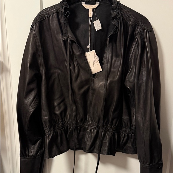 Rebecca Taylor Black Leather peplum top - Picture 2 of 6